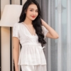 Bộ đồ mặc nhà pijama lụa cao cấp áo cộc quần dài H763