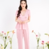 Bộ đồ mặc nhà pijama lụa cao cấp áo cộc quần dài H763