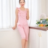 Bộ đồ pijama lụa mặc nhà tay cộc quần lửng cao cấp H802