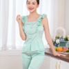 Bộ đồ pijama lụa mặc nhà tay cộc quần lửng cao cấp H802