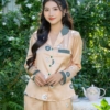 Đồ bộ mặc nhà pijama lụa tay dài quần dài H911