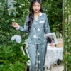 Đồ bộ mặc nhà pijama lụa tay dài quần dài H911