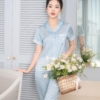 Đồ ngủ nữ pijama lụa mặc nhà tay cộc quần lửng chữ V H1022