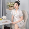 Đồ ngủ nữ lụa pijama mặc nhà tay cộc quần lửng hoa hồng chữ H991