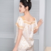 Đồ ngủ nữ lụa pijama tay cộc quần cộc lá thư tình H1003
